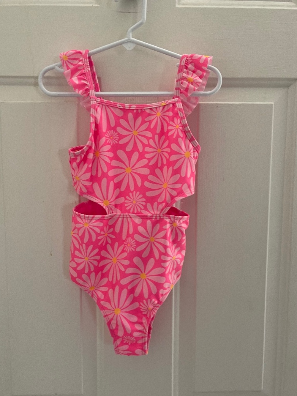 Girls Pink Daisies One-Piece Cutout Swimsuit Wonder Nation  NWOT